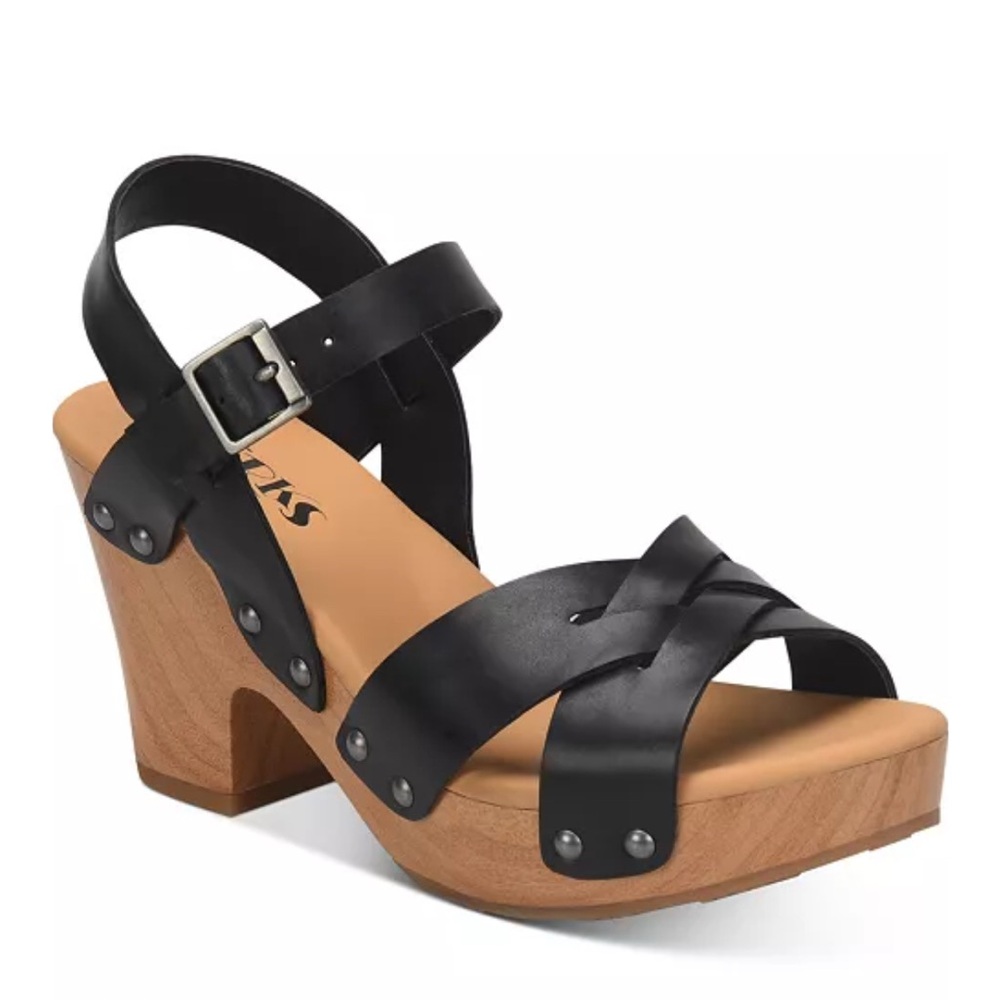 Kork-Ease Black Leather Clog Sandals